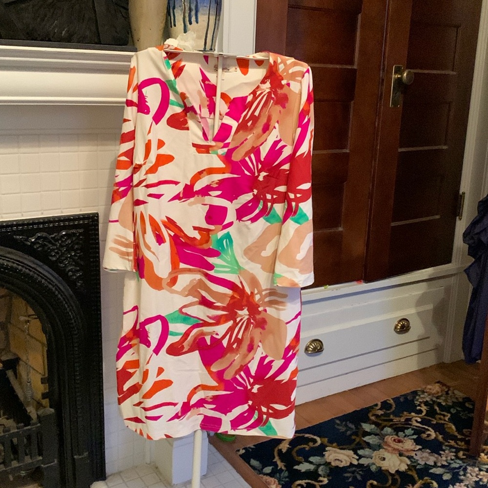 Aryeh nylon‎ and spandex 3/4 bell sleeve dress. Worn about 4x